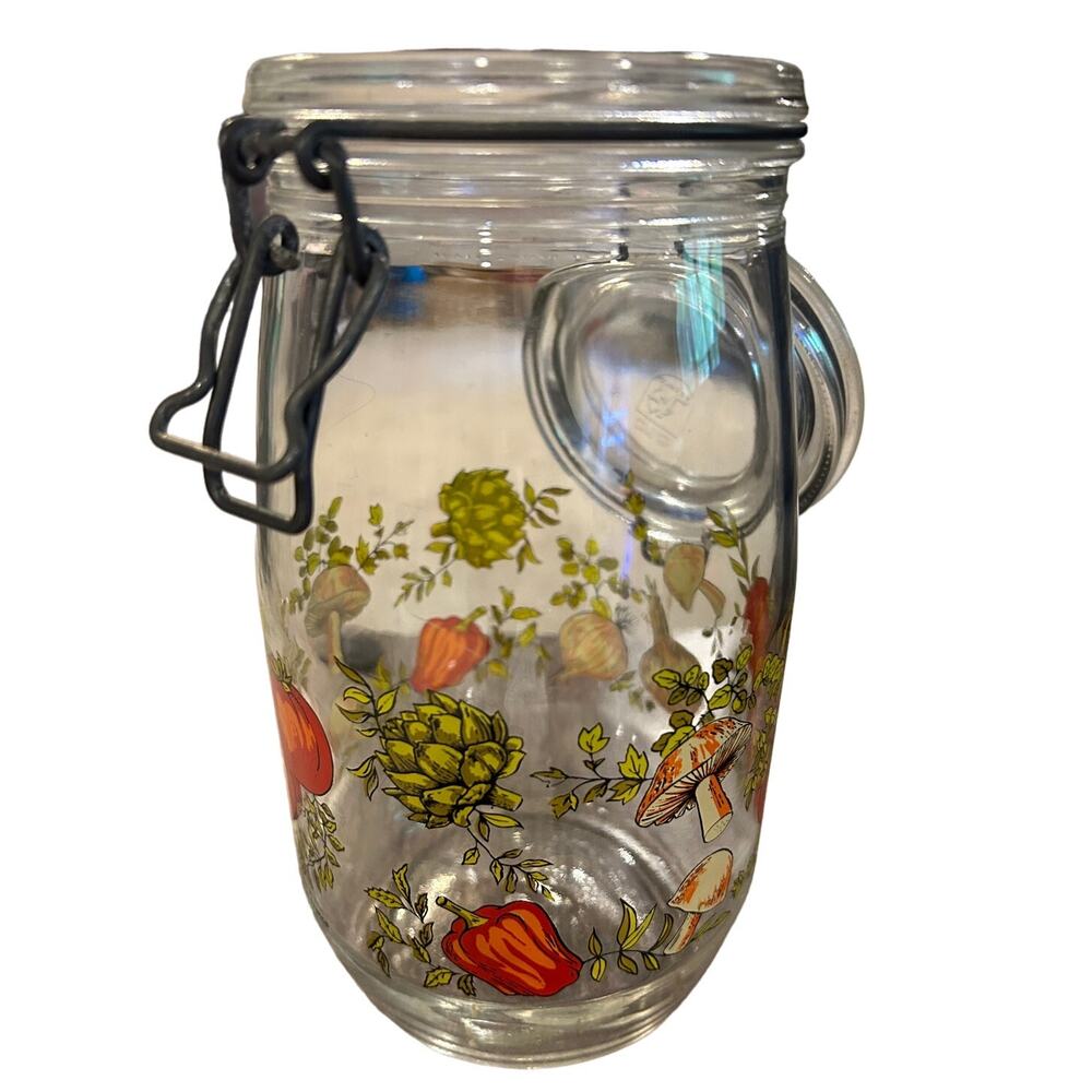 Vintage Arc France Glass Canister Set- Spice of Life Design, Set of 2, 1.5L & 1L - Picture 7 of 8